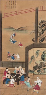 伝統的な中国語の子供たちを遊ぶション・ビンジェン Oil Paintings